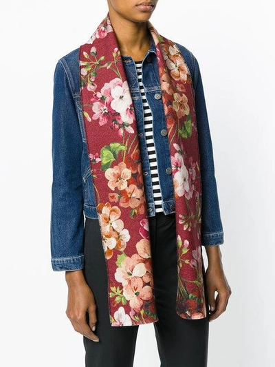 Shop Gucci Gg And Blooms Print Scarf