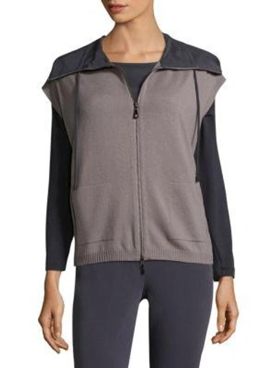 Shop Peserico Contrast Rib Knit Vest In Grey