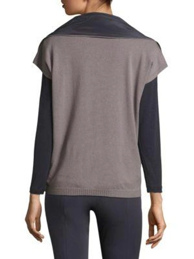 Shop Peserico Contrast Rib Knit Vest In Grey