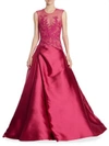 MONIQUE LHUILLIER Embroidered Sleeveless Gown