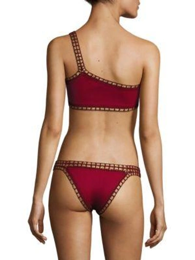 Shop Kiini Kiki One-shoulder Bikini Top In Red Gold