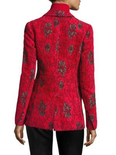 Shop Derek Lam Floral Button-front Jacket In Red-black