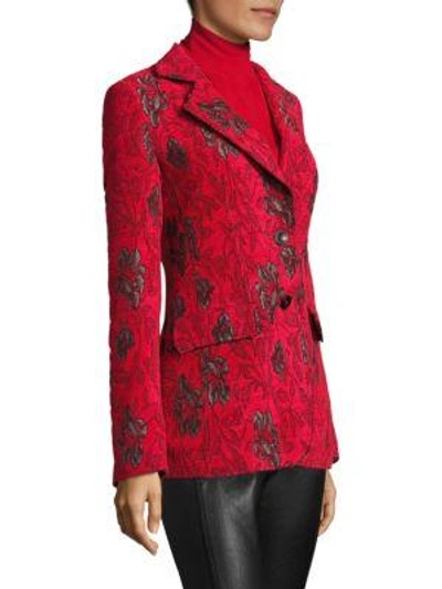 Shop Derek Lam Floral Button-front Jacket In Red-black