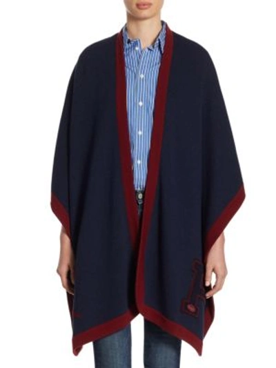 Polo Ralph Lauren Varsity Wrap Cardigan In Navy Wine