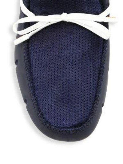 Shop Swims Mesh-trimmed Lace Loafers In Navy