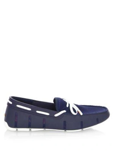 Shop Swims Mesh-trimmed Lace Loafers In Navy