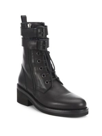 Ann Demeulemeester Leather Combat Boots In Black