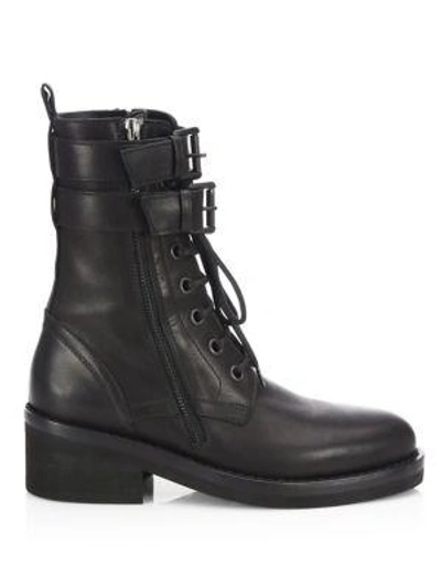 Shop Ann Demeulemeester Leather Combat Boots In Black