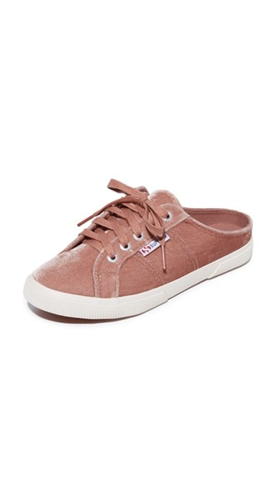 Superga 2288 Velvet Mule Sneakers In Blush