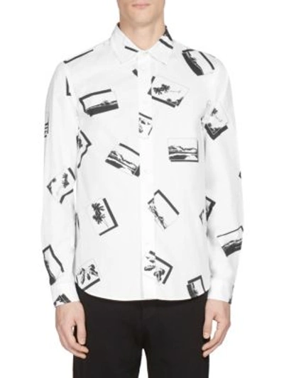 Shop Kenzo Scenic-print Casual Button-down Shirt In White