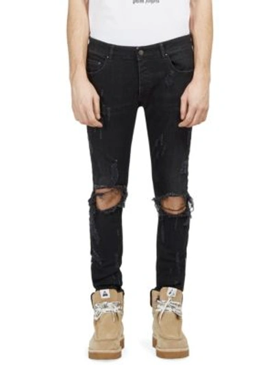 Shop Palm Angels Skinny Ripped Jeans In Black