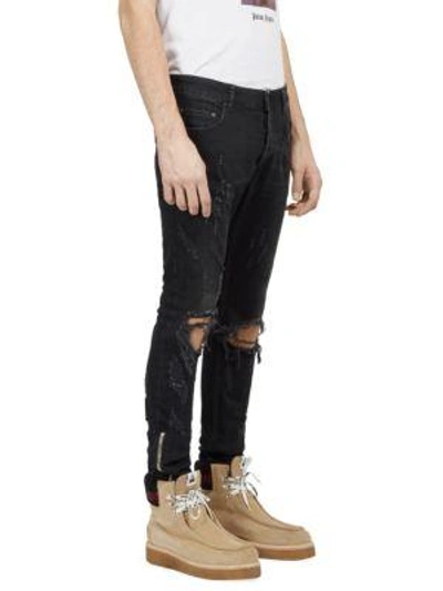 Shop Palm Angels Skinny Ripped Jeans In Black