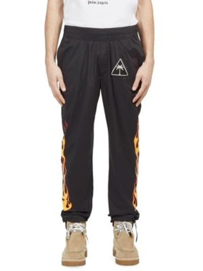 Shop Palm Angels Palms And Flames Sporty Trousers In Black