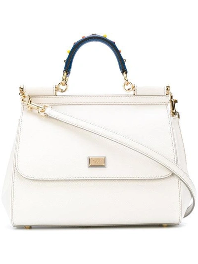 Shop Dolce & Gabbana Medium Sicily Shoulder Bag - White