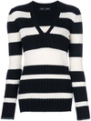 Proenza Schouler Black & White Striped V-neck Knitted Top In Black/white