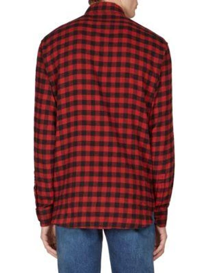 Shop Saint Laurent Regular-fit Checkered Shirt In Deep Red