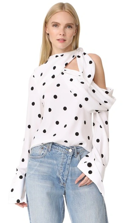 Shop Monse Blouse In White/black