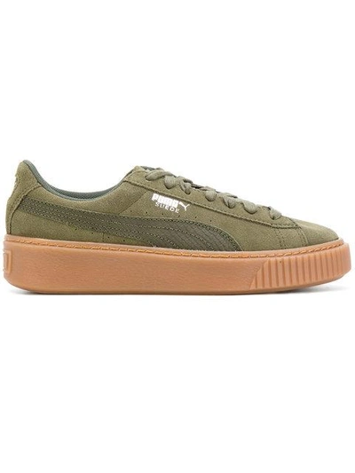 Puma Olive Suede Platform Animal Sneakers In Olive Silver Gum | ModeSens