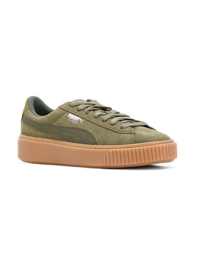 Puma Olive Suede Platform Animal Sneakers In Olive Silver Gum | ModeSens
