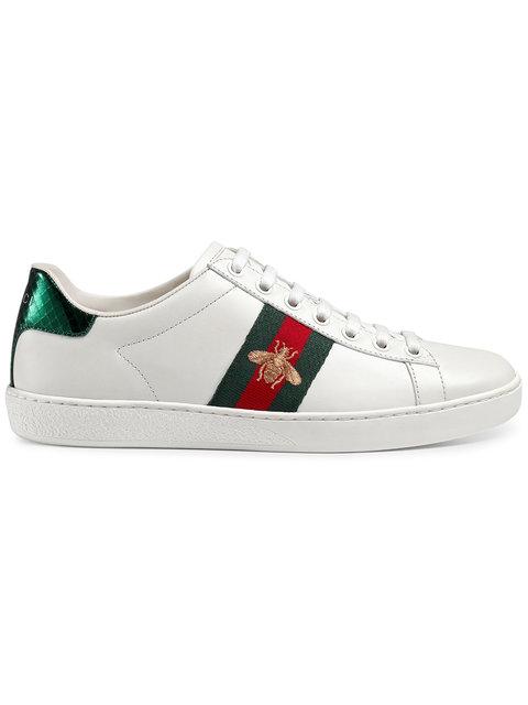 gucci bee trainers womens white