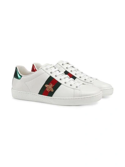 Gucci Ace Watersnake-trimmed Embroidered Leather Sneakers In White ...