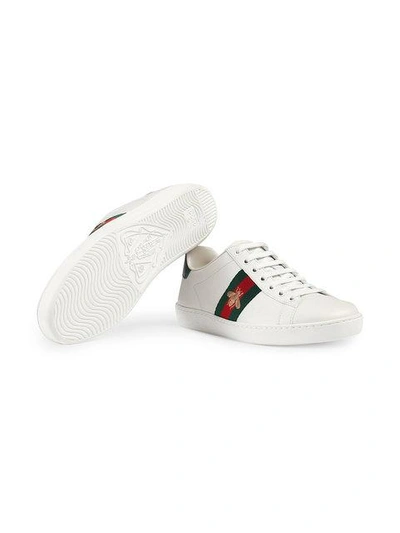 Shop Gucci Ace Web-trim Sneakers In White ,white