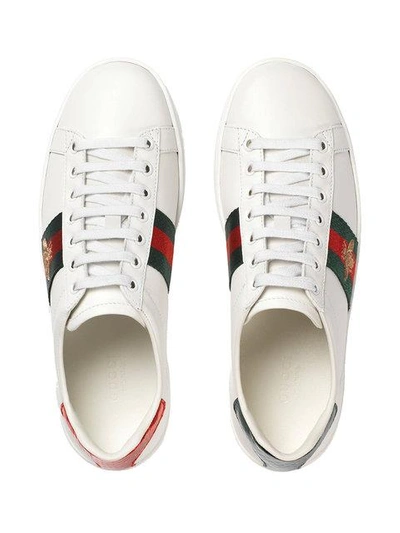 Shop Gucci Ace Web-trim Sneakers In White ,white