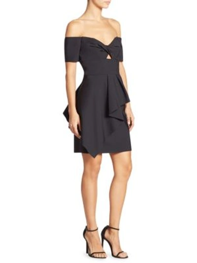 Milly Vanessa Off-the-shoulder Peplum Stretch Cocktail Dress In Black