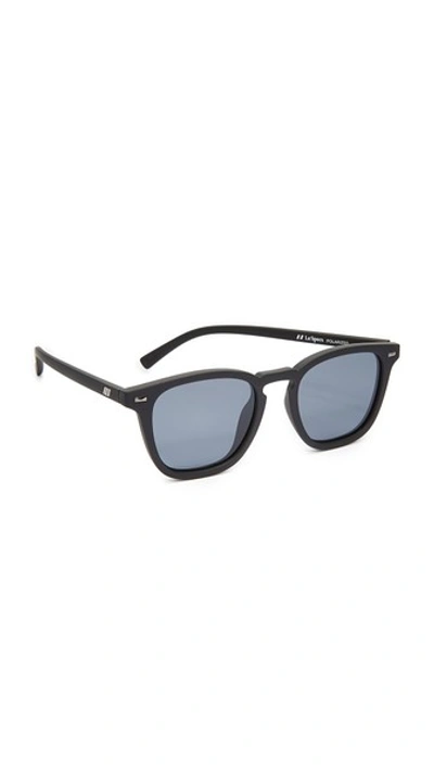Le Specs Women's No Biggie Polarized Square Sunglasses, 49mm In Black Rubber/smoke Mono