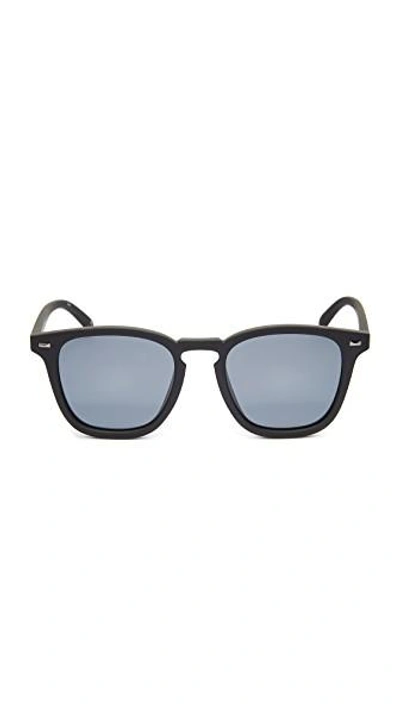 Shop Le Specs Polarized No Biggie Sunglasses In Black Rubber/smoke Mono