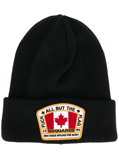 Shop Dsquared2 Logo Patch Beanie Hat In Black