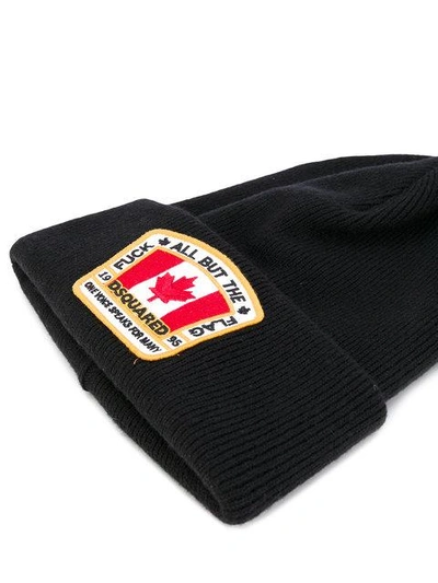 Shop Dsquared2 Logo Patch Beanie Hat In Black