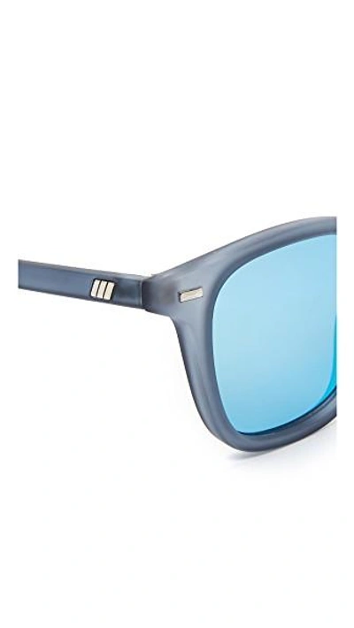 Shop Le Specs No Biggie Sunglasses In Slate Rubber/ice Blue Revo