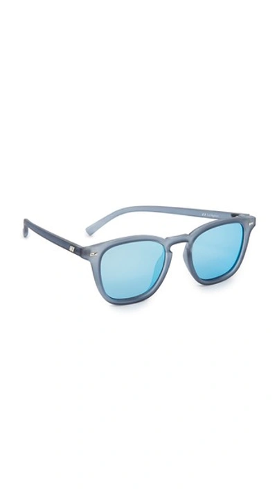 Le Specs No Biggie Mirrored Square Sunglasses, 49mm In Slate Rubber/ice Blue Revo
