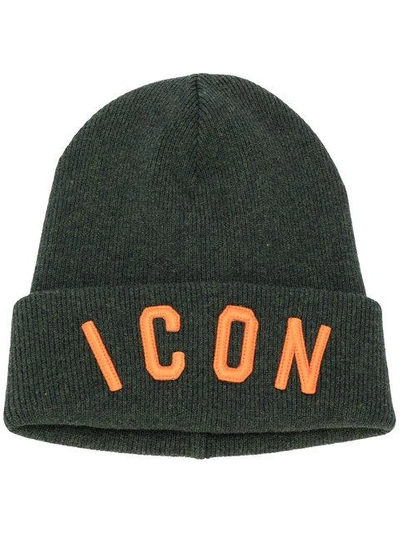 Shop Dsquared2 Icon Embroidered Beanie Hat - Green