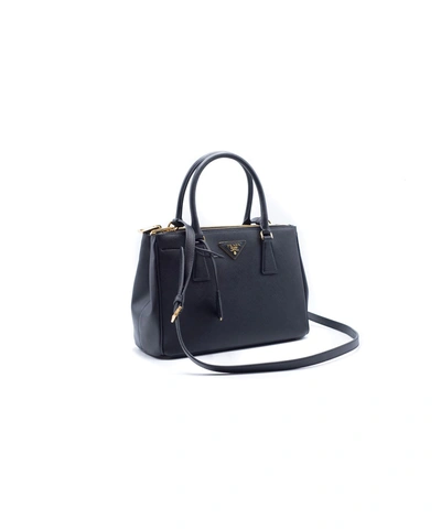 Prada Women's Small Esplanade City Black Leather Satchel Bag