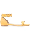 TABITHA SIMMONS scalloped flat sandals,SUEDE100%