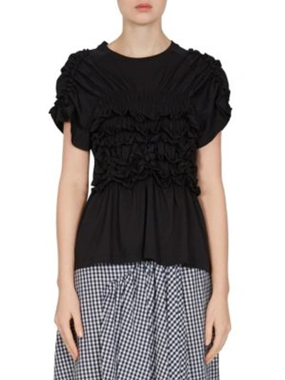 Simone Rocha Smocking Peplum T-shirt In Black