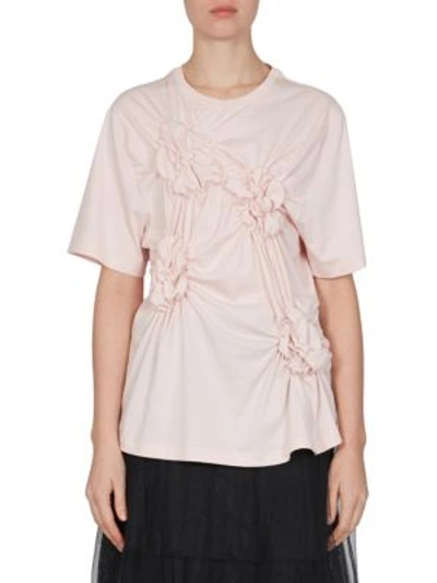 Simone Rocha Floral Smocked Tee In Pink