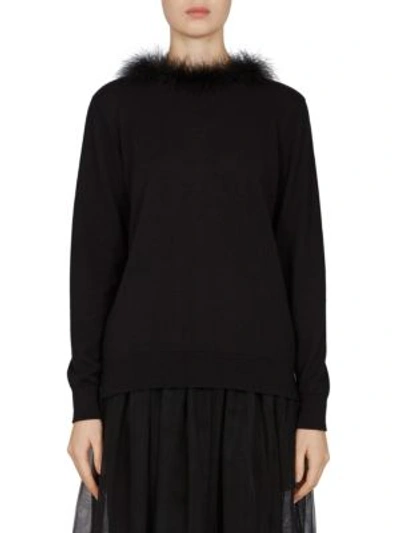 Shop Simone Rocha Marabou Wool And Silk Sweater In Black