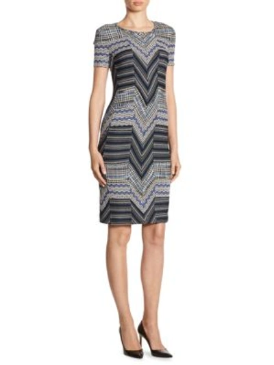 Shop Missoni Wool Patchwork Dress In Blue