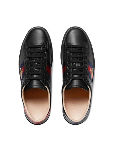 Shop Gucci Ace Embroidered Low-top Sneaker In Black