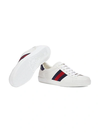 Shop Gucci Ace Web-trim Sneakers In White