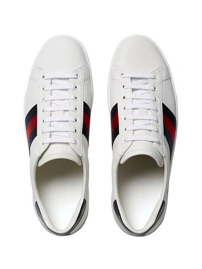 Shop Gucci Ace Web-trim Sneakers In White