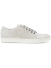 Lanvin Low-top Suede And Leather Trainers In 009 Aged White