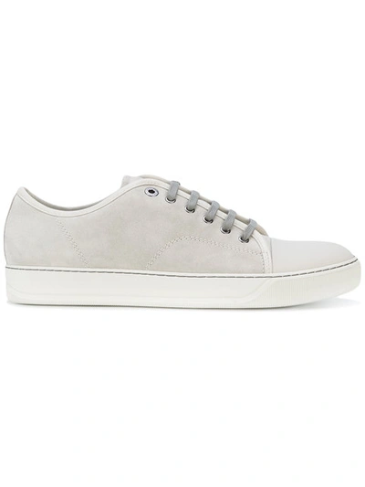 Lanvin Low-top Suede And Leather Trainers In 009 Aged White