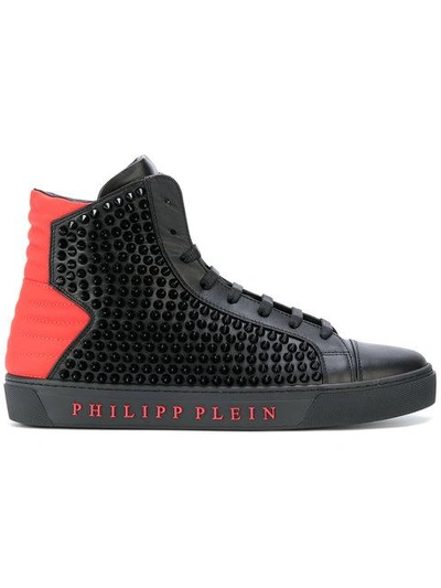 Philipp Plein Loris Hi-top Sneakers In Nero-rosso