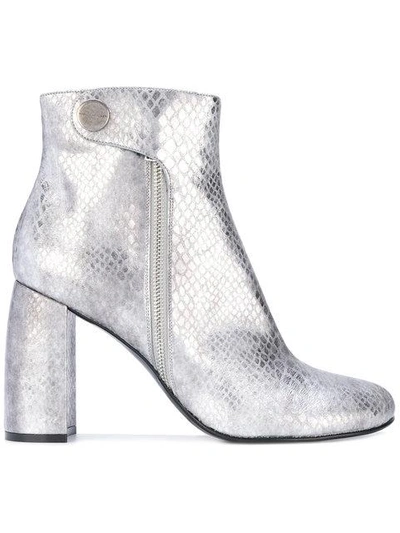 Shop Stella Mccartney Metallic Alter Snakes Skin Ankle Boots In Grey
