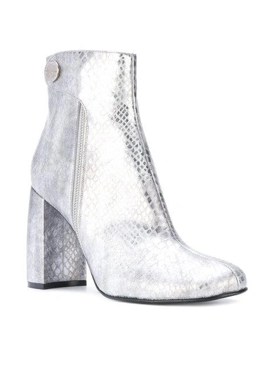 Shop Stella Mccartney Metallic Alter Snakes Skin Ankle Boots In Grey