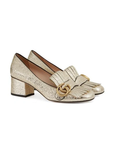 Shop Gucci Gold Marmont 55mm Pumps In Metallic